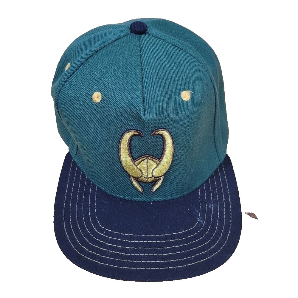Marvel Loki Green Snapback‎ Hat One Size Adjustable Embroidered Gold Marvel Loki